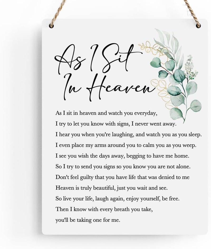 BELLOWDEER Inspirational Decor As I Sit In Heaven Christian Gifts Bible Verse Wall Art Scripture Wooden Hanging Sign for Modern Home Office Bathroom Bedroom Wall Art Decoration 8 x 10 Inches - Image 1